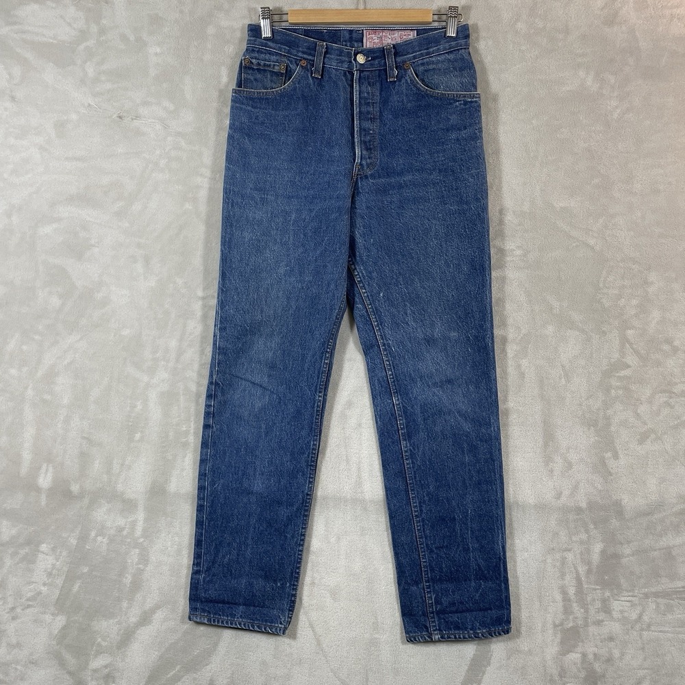 Vtg 80s Levis 501 FOR WOMEN 13 (28x30) Made in USA Wash em Hot Dark Wash